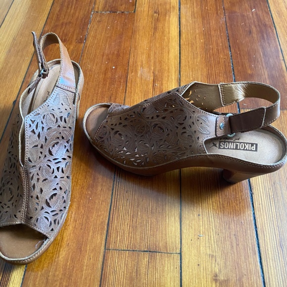 NWOT Pikolinos heeled sandals brown size 8.5 US, size 39 European - Picture 2 of 8
